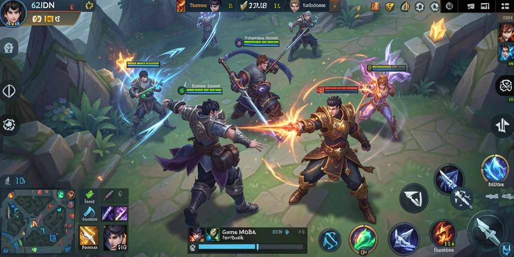 Tampilan gameplay seru dalam pertarungan tim MOBA
