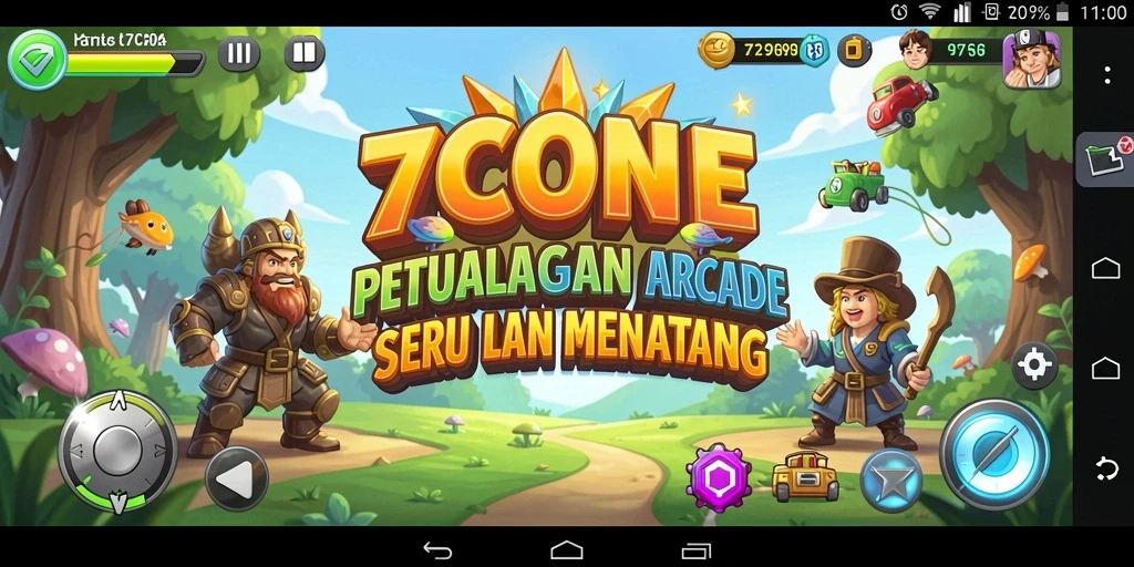Screenshot gameplay 7CONE menampilkan aksi seru dan tantangan Arcade.