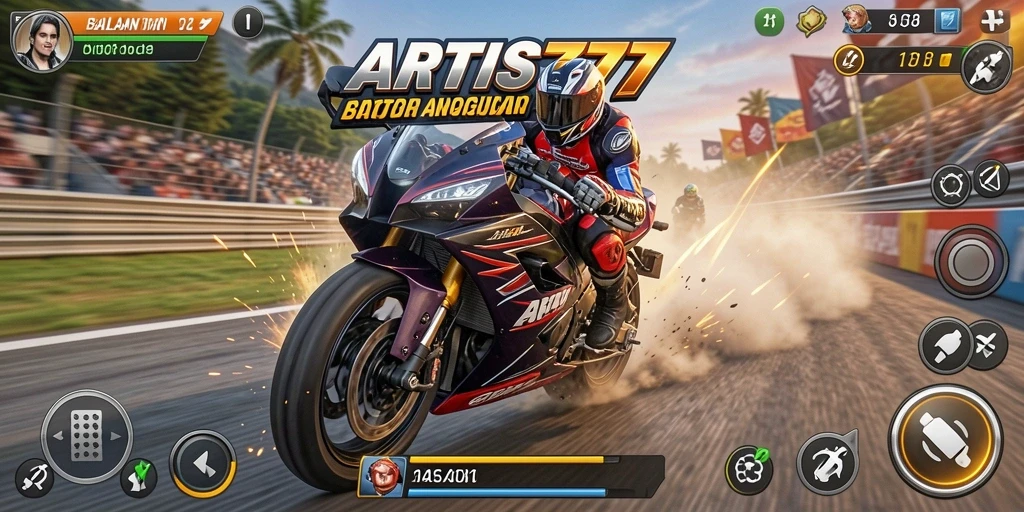 Screenshot menampilkan aksi balapan motor yang seru di ARTIS777.