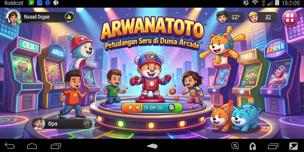 Tampilan gameplay seru di ARWANATOTO dengan warna-warni menarik.