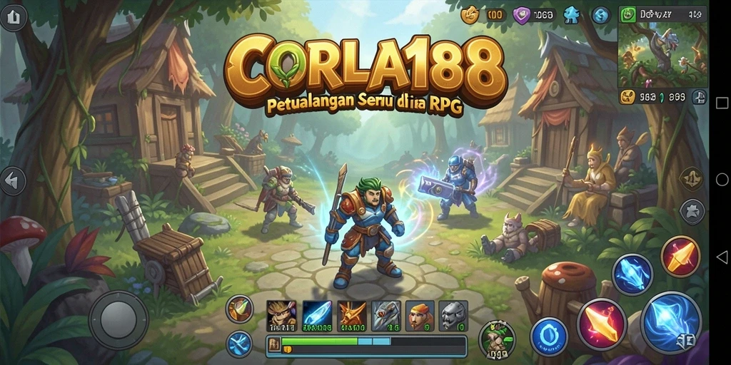 Tangkapan layar gameplay CORLA188 menampilkan aksi seru dalam pertarungan RPG.