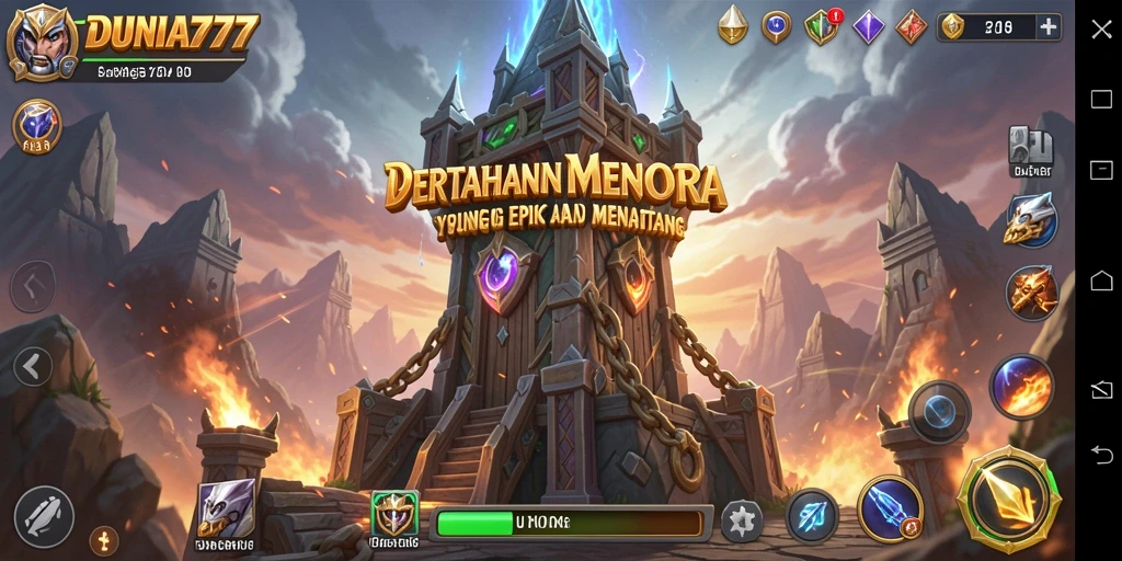 Gameplay menara pertahanan DUNIA777 yang seru dan mendebarkan.
