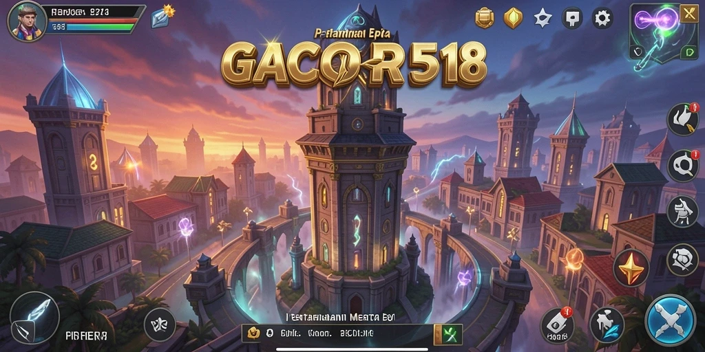 Tampilan gameplay GACOR518 yang seru dalam pertahanan menara.