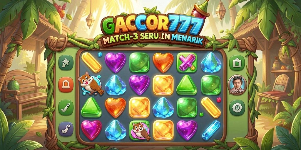 Tampilan gameplay seru GACOR777 dalam misi Match-3.