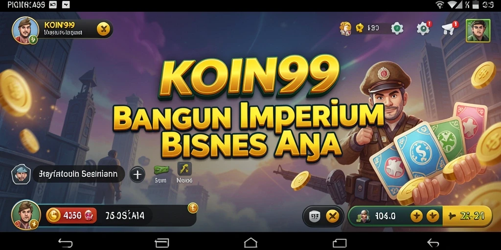 Tampilan gameplay menarik dari KOIN99 saat membangun imperium bisnis.