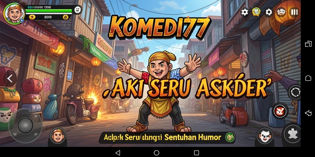 Screenshot utama KOMEDI77 menampilkan aksi dan humor yang menghibur.
