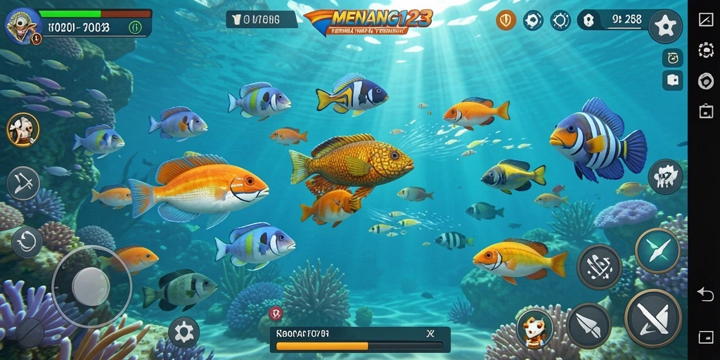 Tampilan gameplay MENANG123 yang seru dan menantang dalam menangkap ikan.