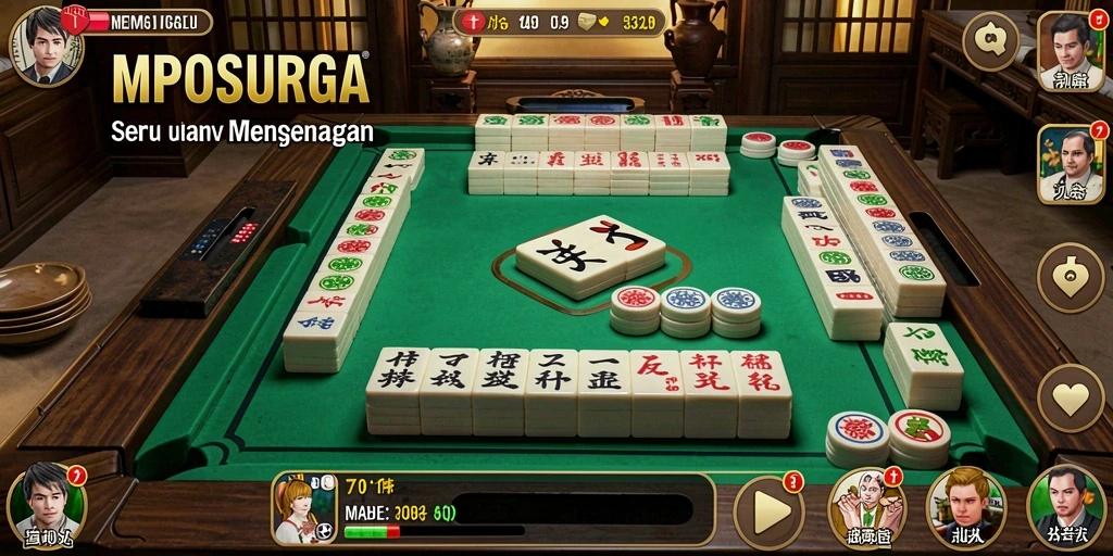 Tangkapan layar MPOSURGA yang menunjukkan gameplay Mahjong yang mengasyikkan.