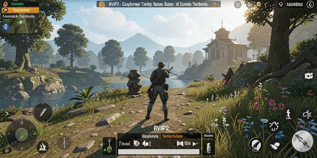 Tangkapan layar gameplay RVIP2 dengan aksi menjelajahi dunia terbuka.
