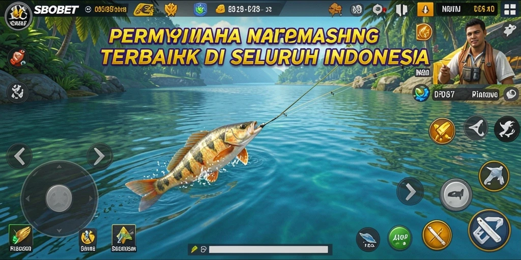 Screenshot menampilkan pengalaman gameplay memancing yang realistis dan seru.
