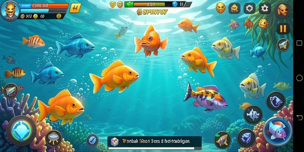 Screenshot utama SPIN707 menampilkan gameplay penuh aksi Tembak Ikan.