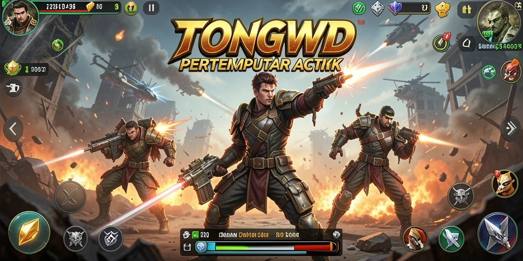 Screenshot utama TONGWD menampilkan aksi pertempuran yang intens dan mendebarkan.