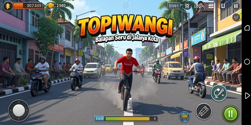 Tangkapan layar gameplay menampilkan aksi balapan mobil yang cepat dan mendebarkan.