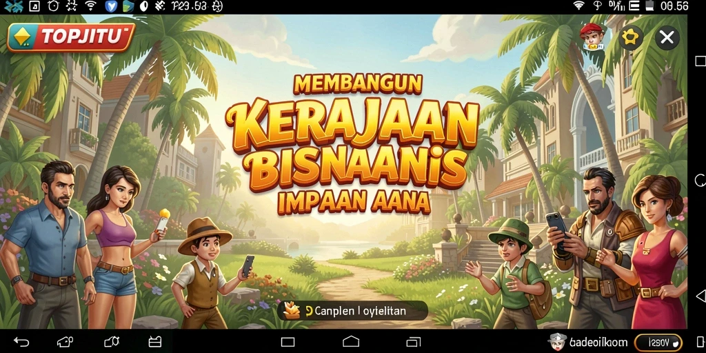 Tampilan gameplay menarik dari aplikasi TOPJITU yang menampilkan manajemen bisnis.